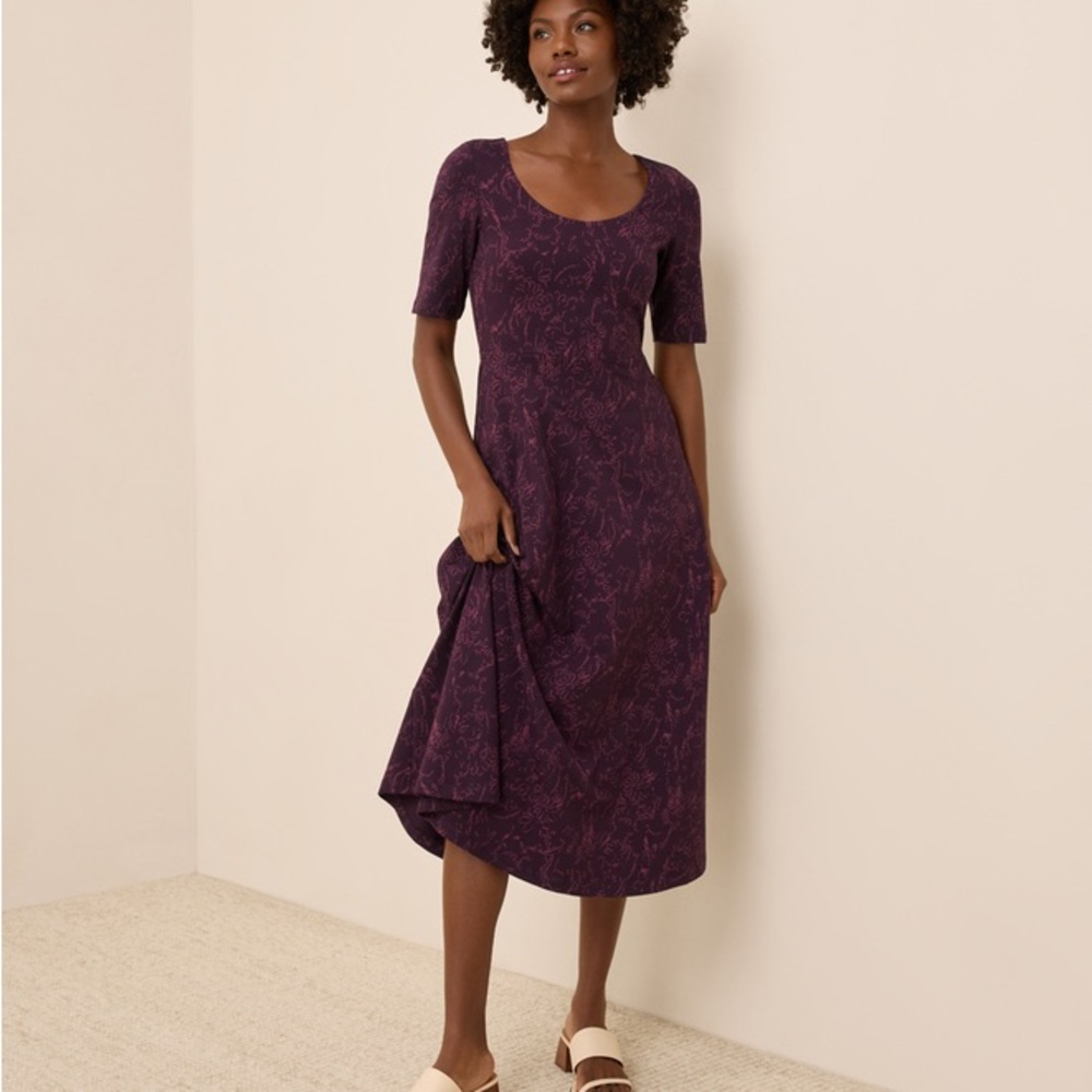 Pact  Garden Sketches Fit & Flare Signature Scoop Dress L